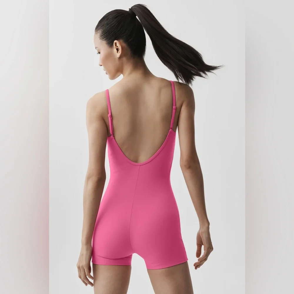 Alo Yoga Airbrush One And Done Short Onesie Paradise Pink S